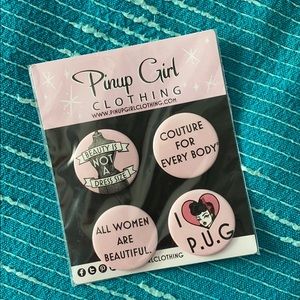 RARE PinupGirlClothing Buttons! PUG body positivie